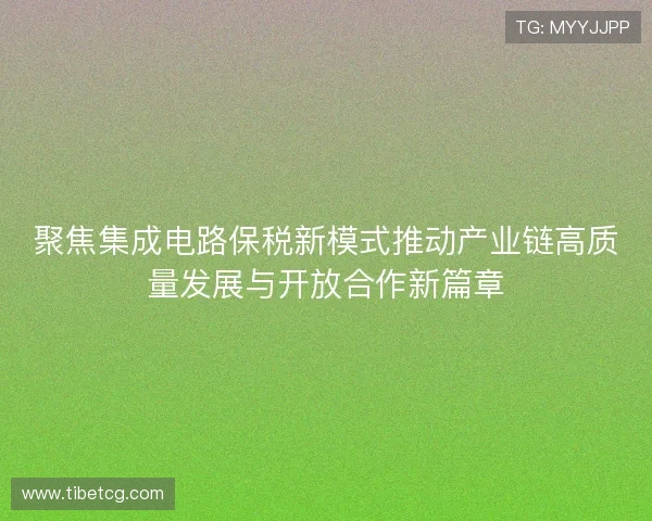 聚焦集成电路保税新模式推动产业链高质量发展与开放合作新篇章